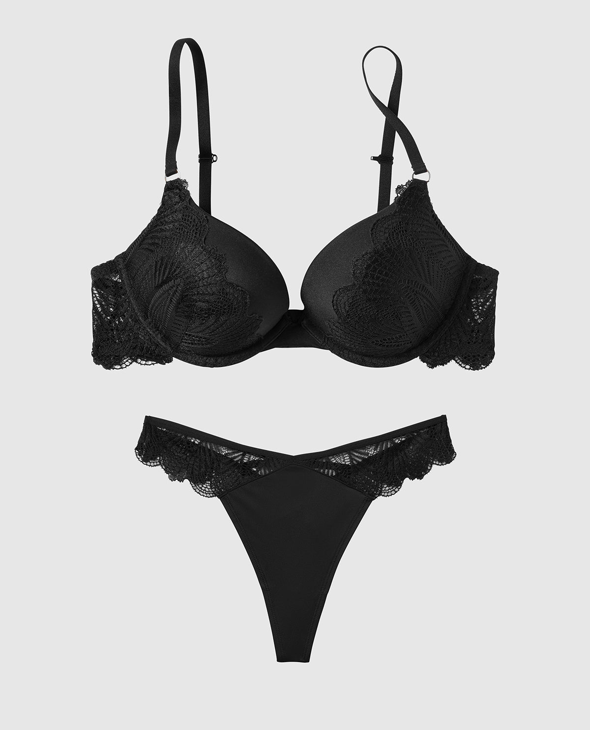 Up 2 Cup Push Up Bra with Allover Lace