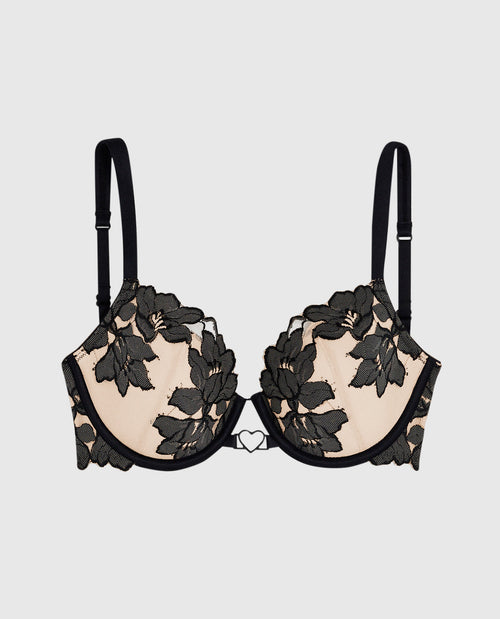 Lightly Lined Full Coverage Bra with Lace Overlay