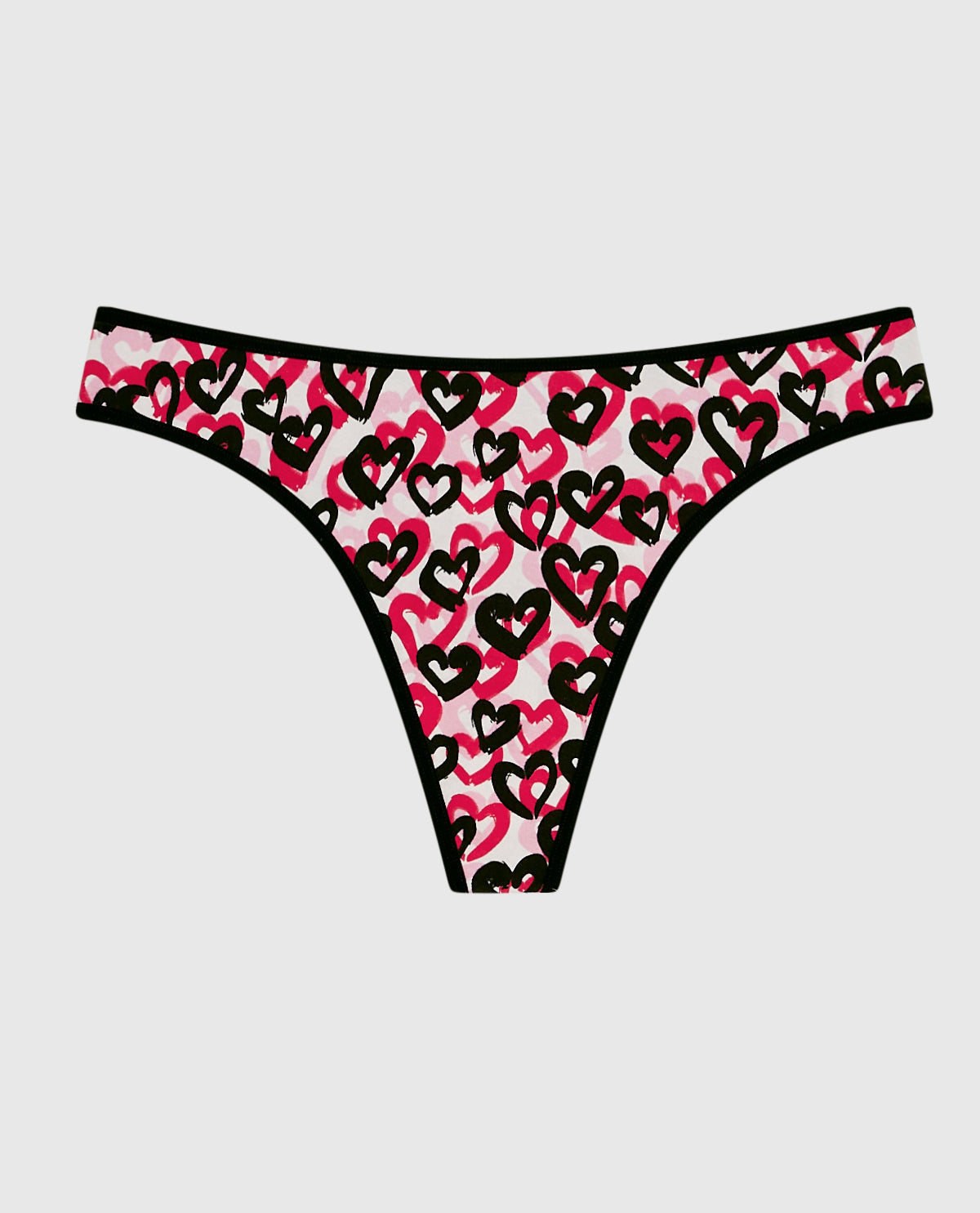 Cotton Thong Panty in Graffiti Hearts