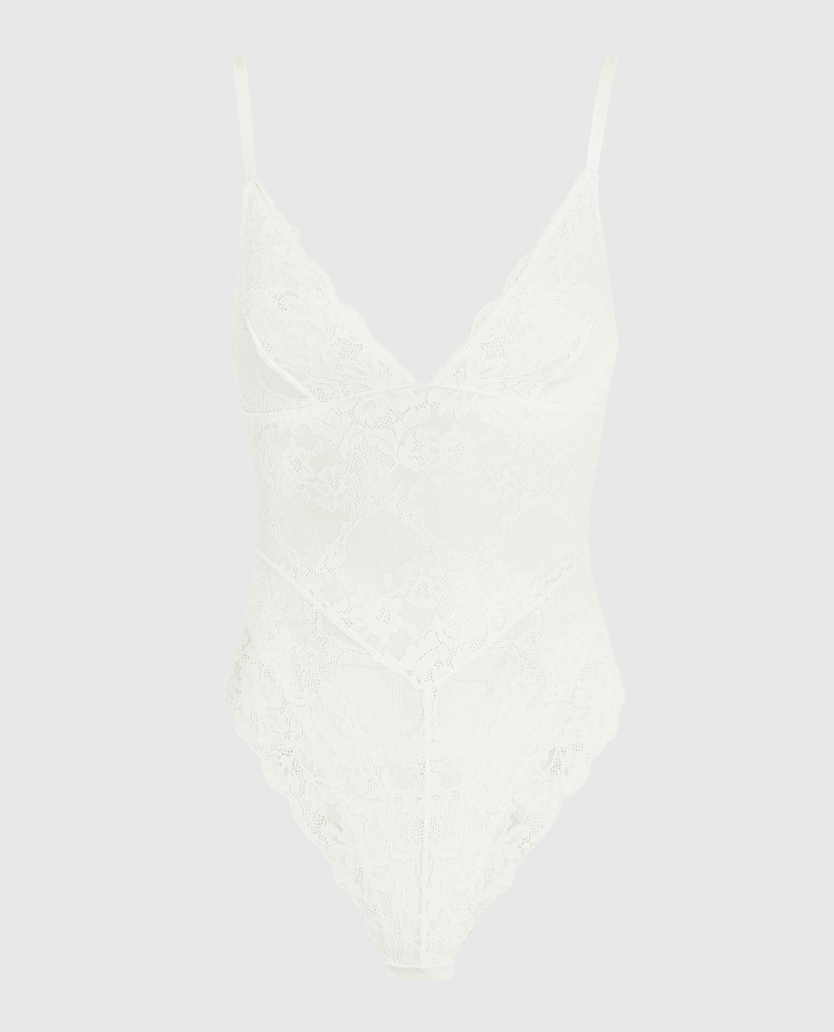 Allover Lace Shaping Bodysuit in Ivory