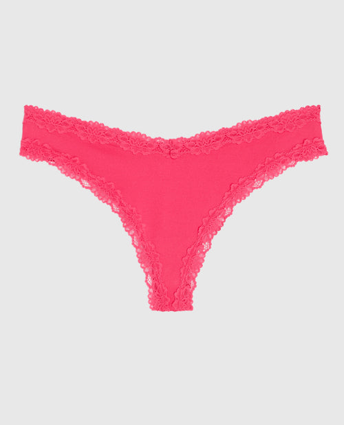 Lace Trim Thong Panty