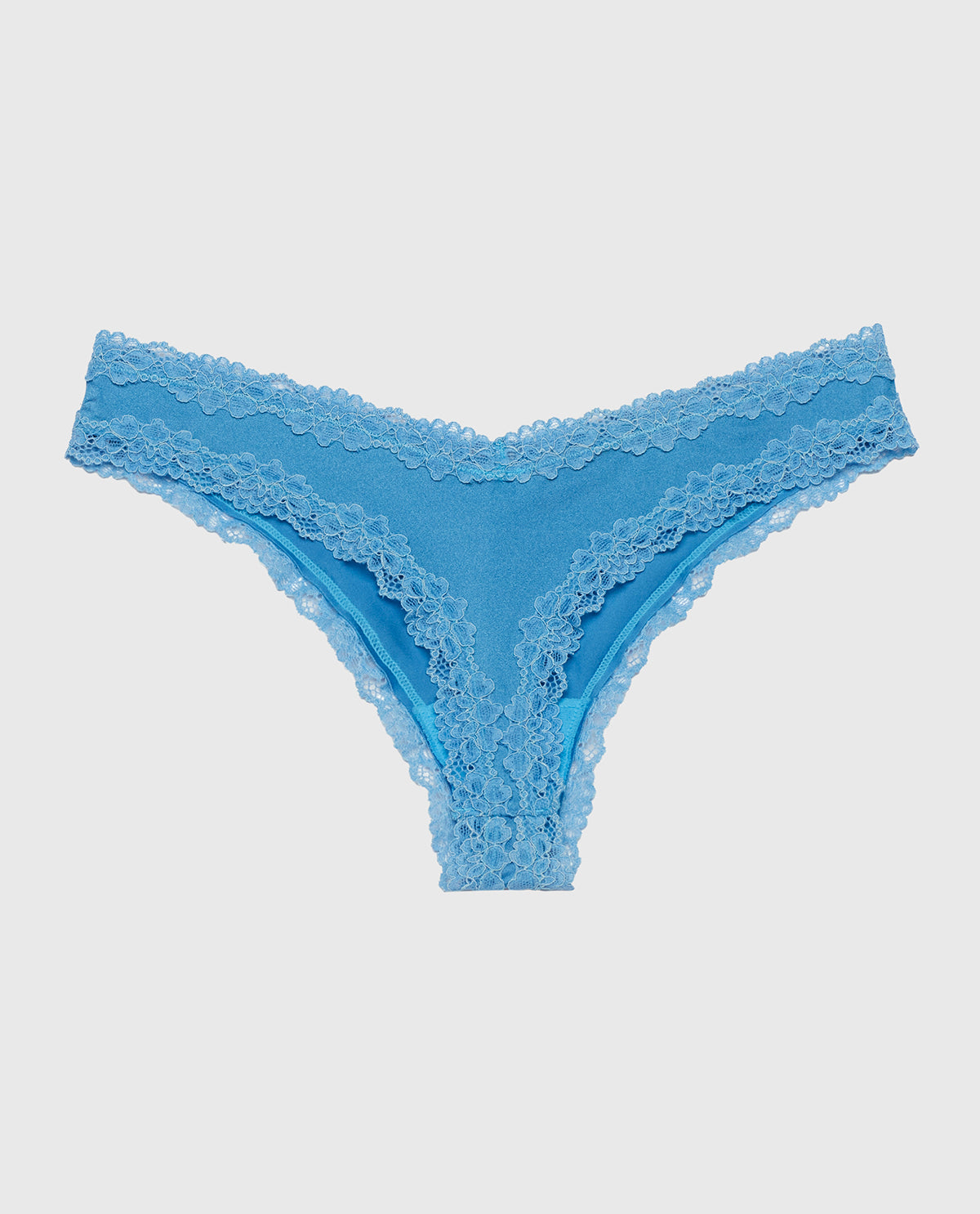 Thong Panty with Lace Trim in Pacific Coast