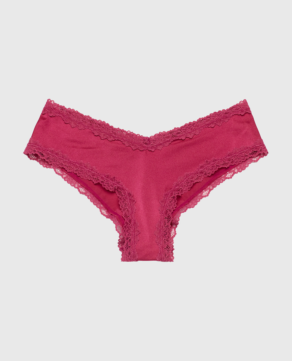 Cheeky Panty with Lace Trim in Electric Rouge