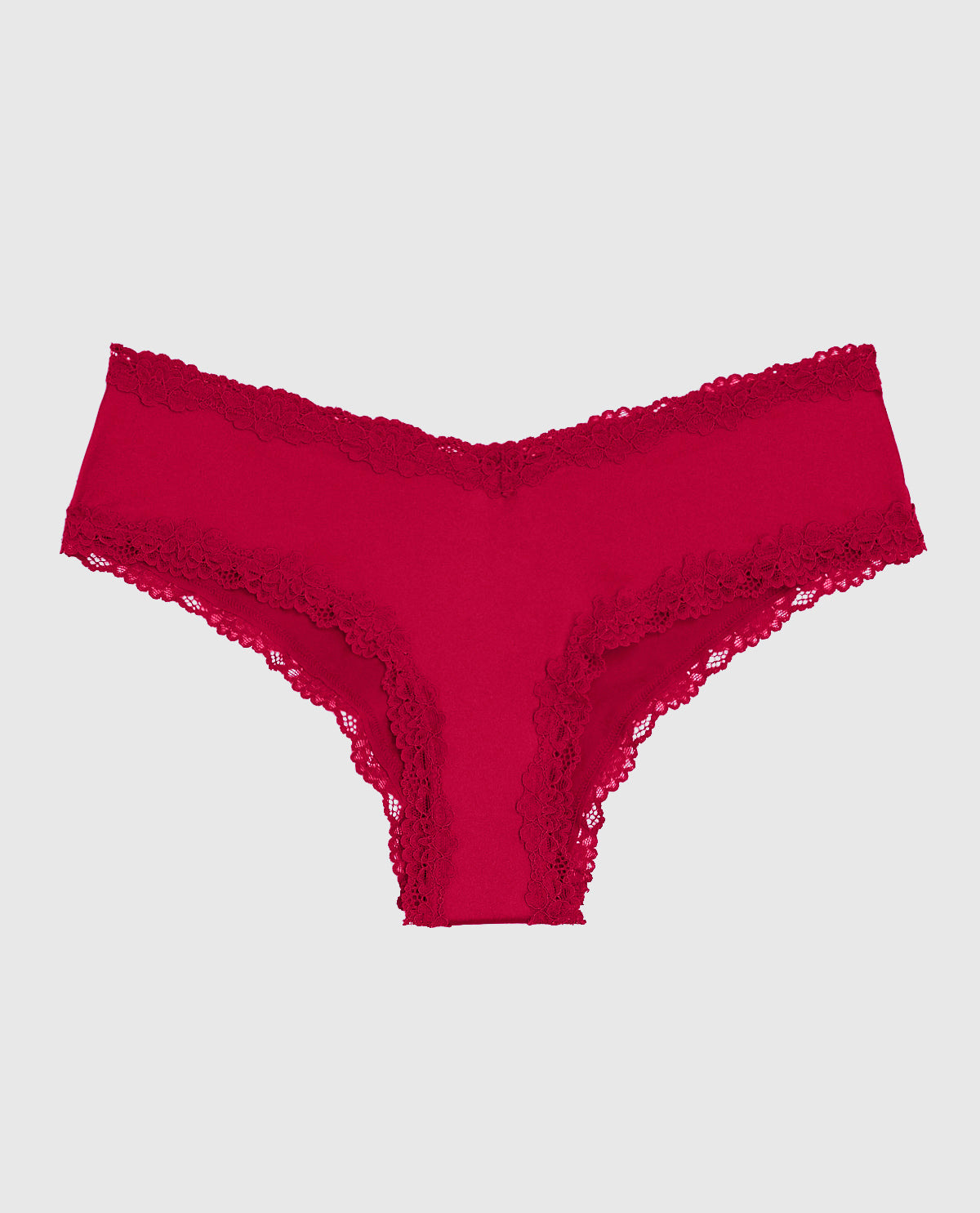 Cheeky Panty with Lace Trim in Cosmo Red