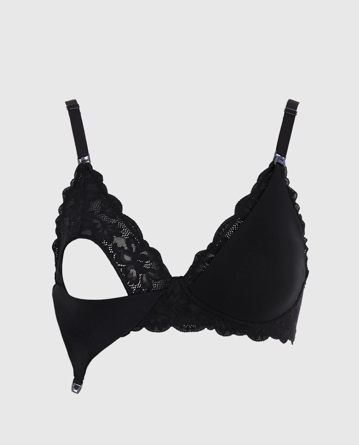Nursing Bra with Lace Wing in Black