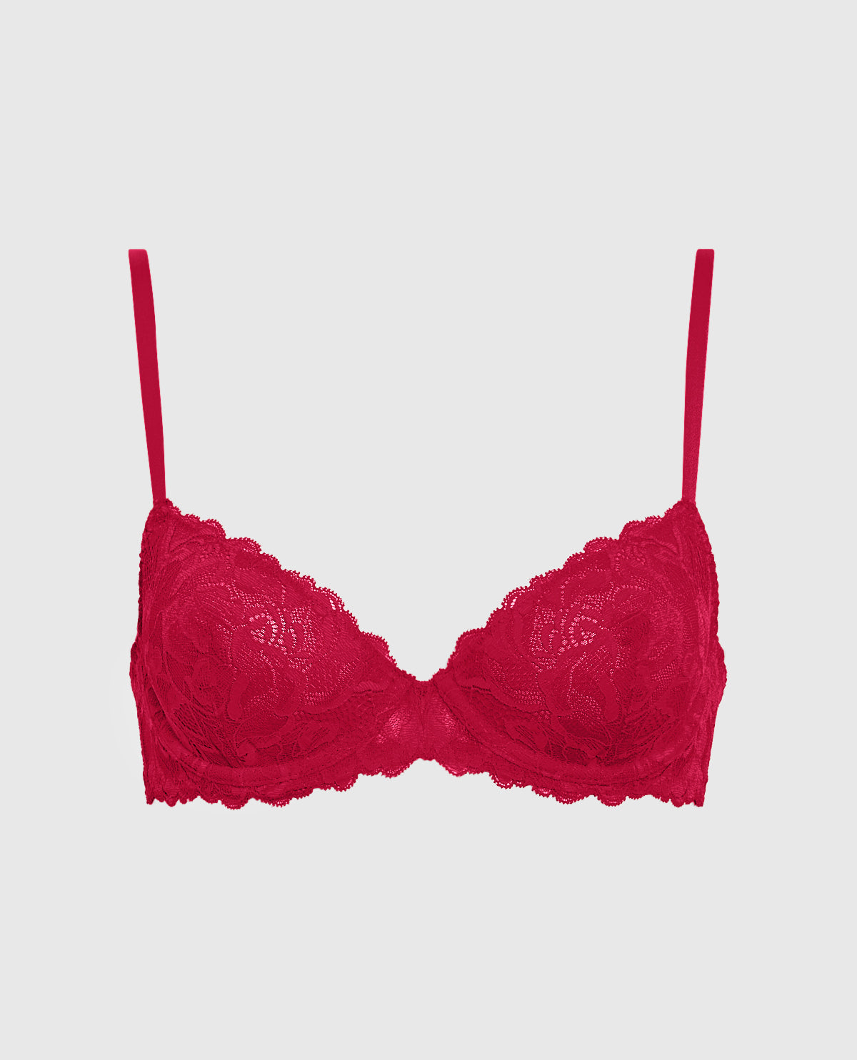 Unlined Demi Bra with Allover Lace in Cosmo Red