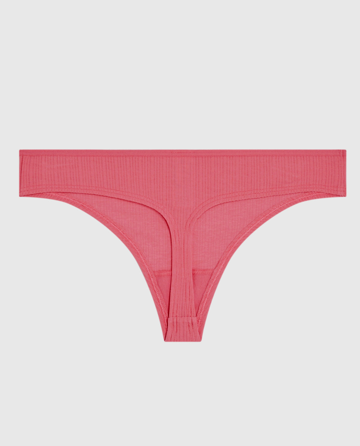 Ribbed Thong Panty in Romantic Pink