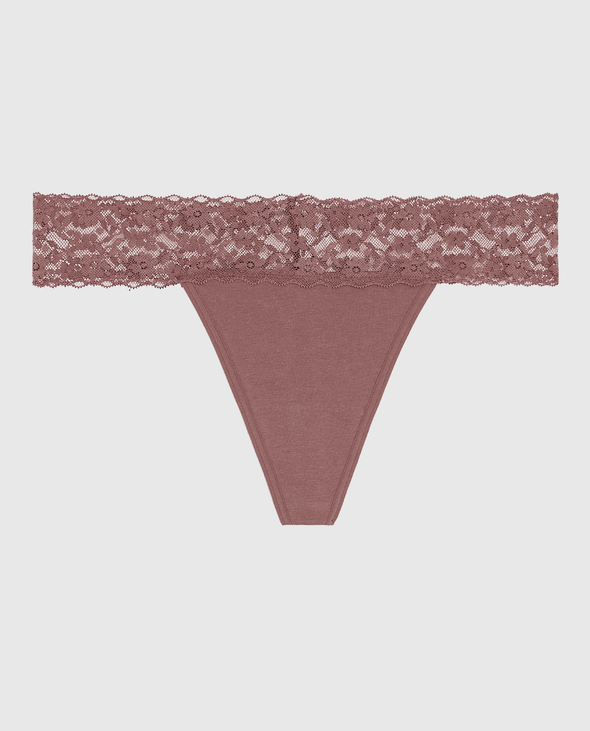 Thong Panty with Lace Trim in Dusty Cedar