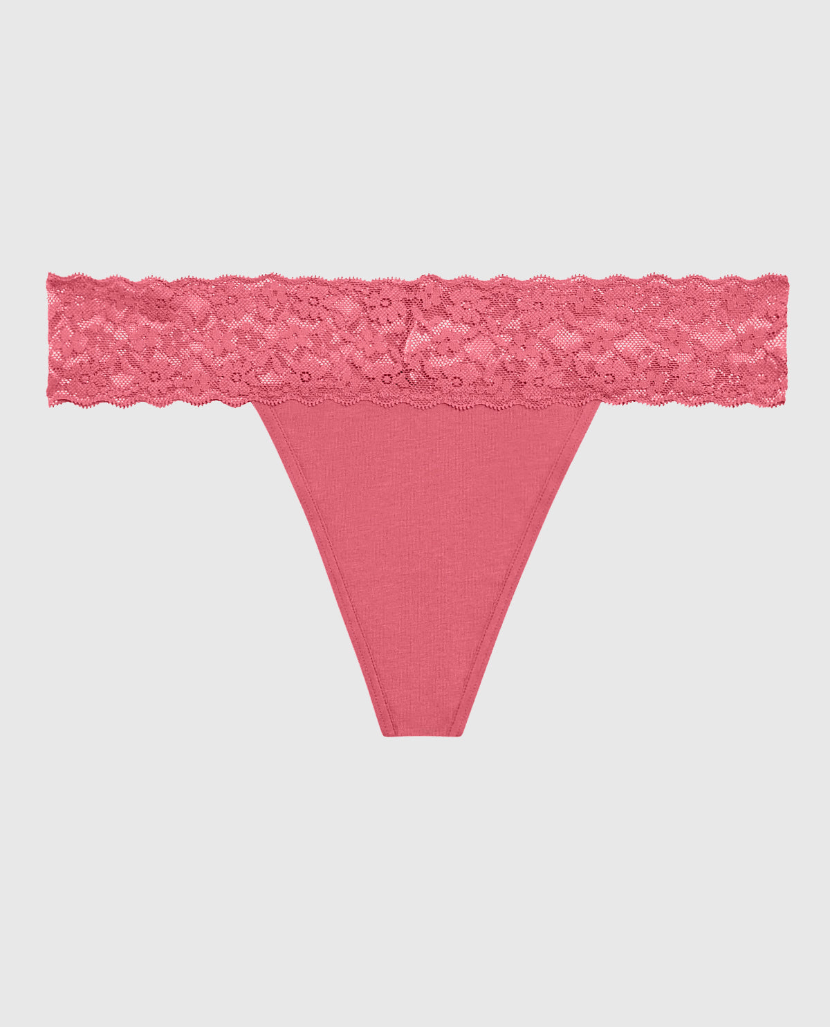 Thong Panty with Lace in Romantic Pink