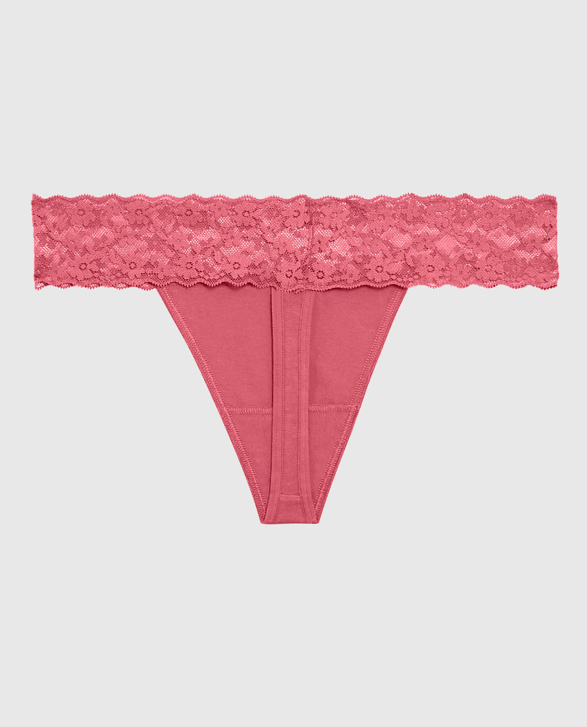 Thong Panty with Lace in Romantic Pink