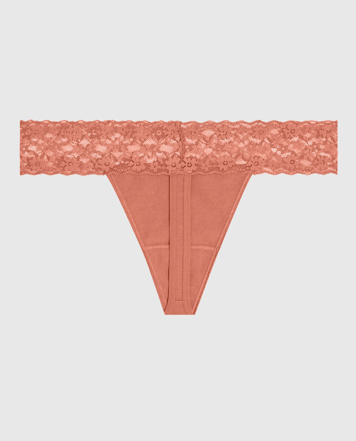 Thong Panty with Lace in Rosy Blush