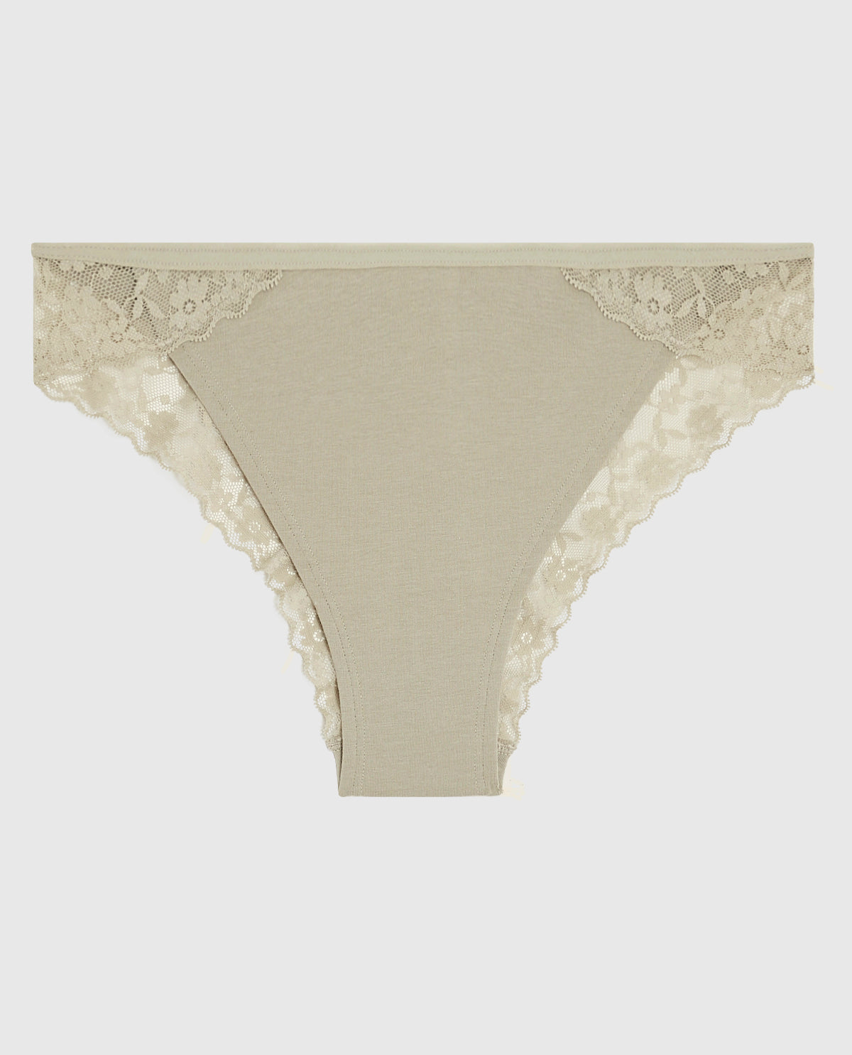 Cheeky Panty with Lace Trim in Stone Grey