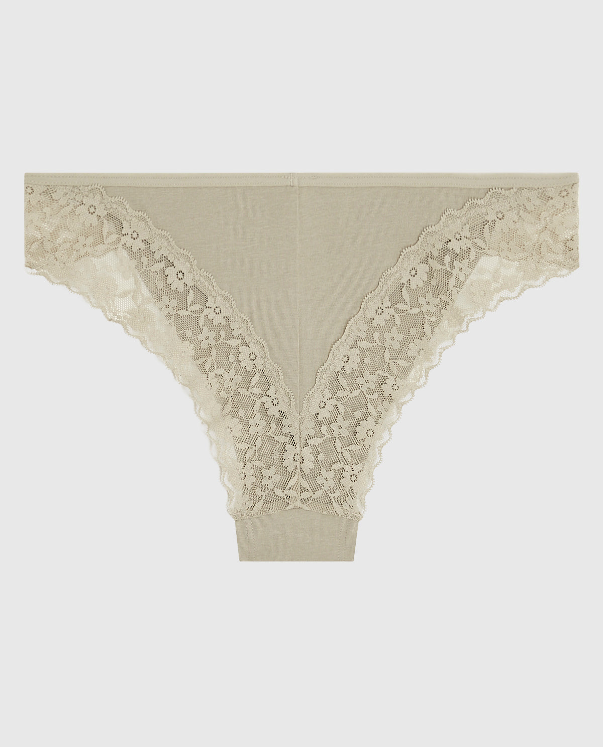 Cheeky Panty with Lace Trim in Stone Grey