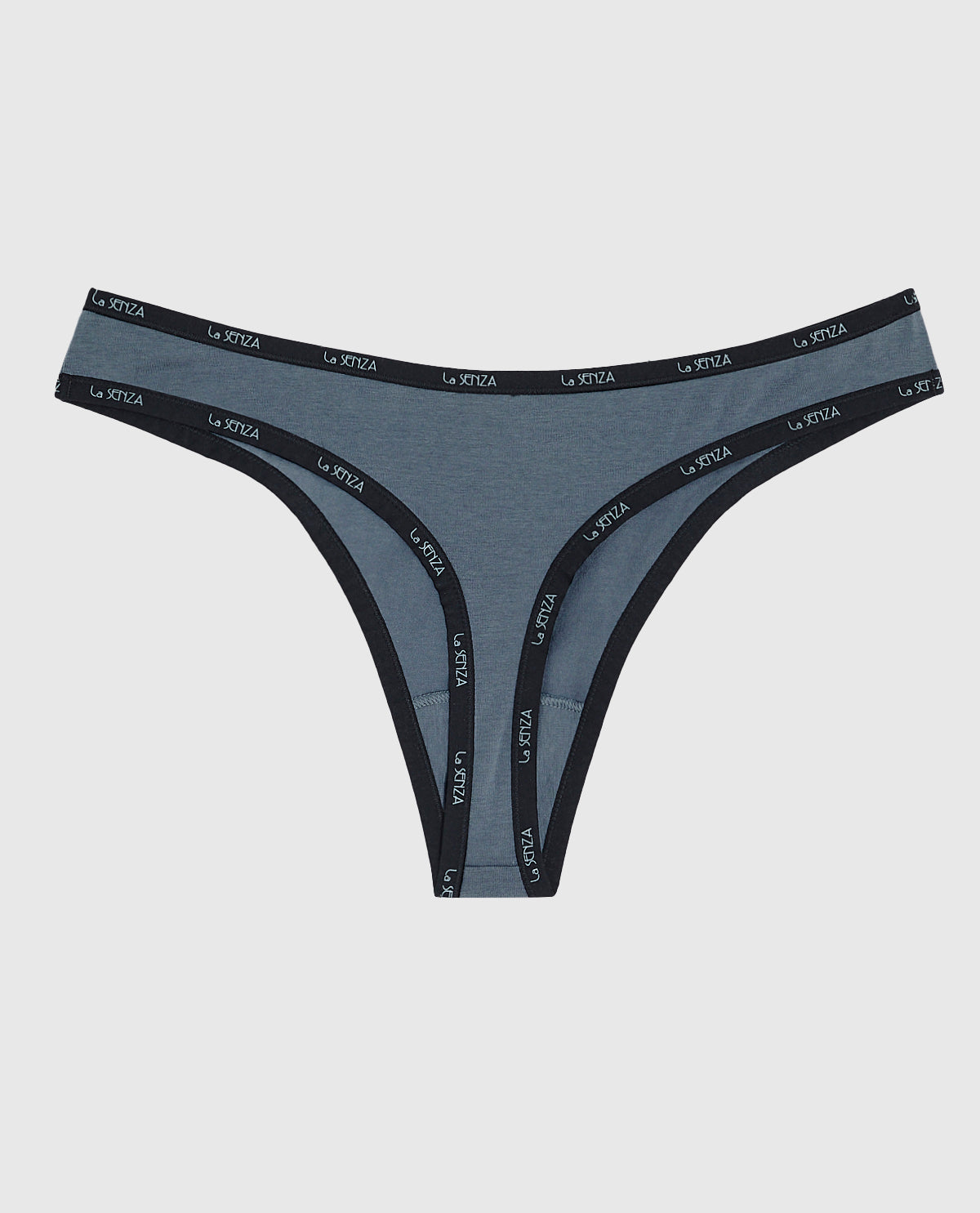 Thong Panty with Logo Trim in Stormy Weather