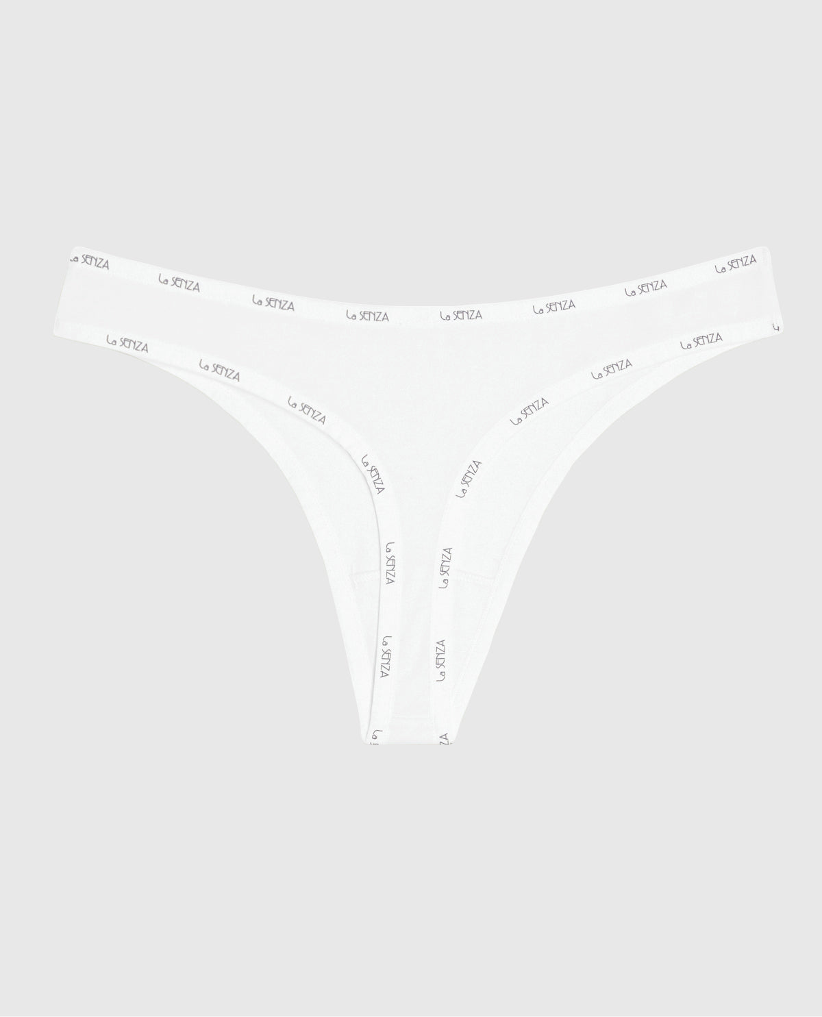 Thong Panty with Logo Trim in Ivory