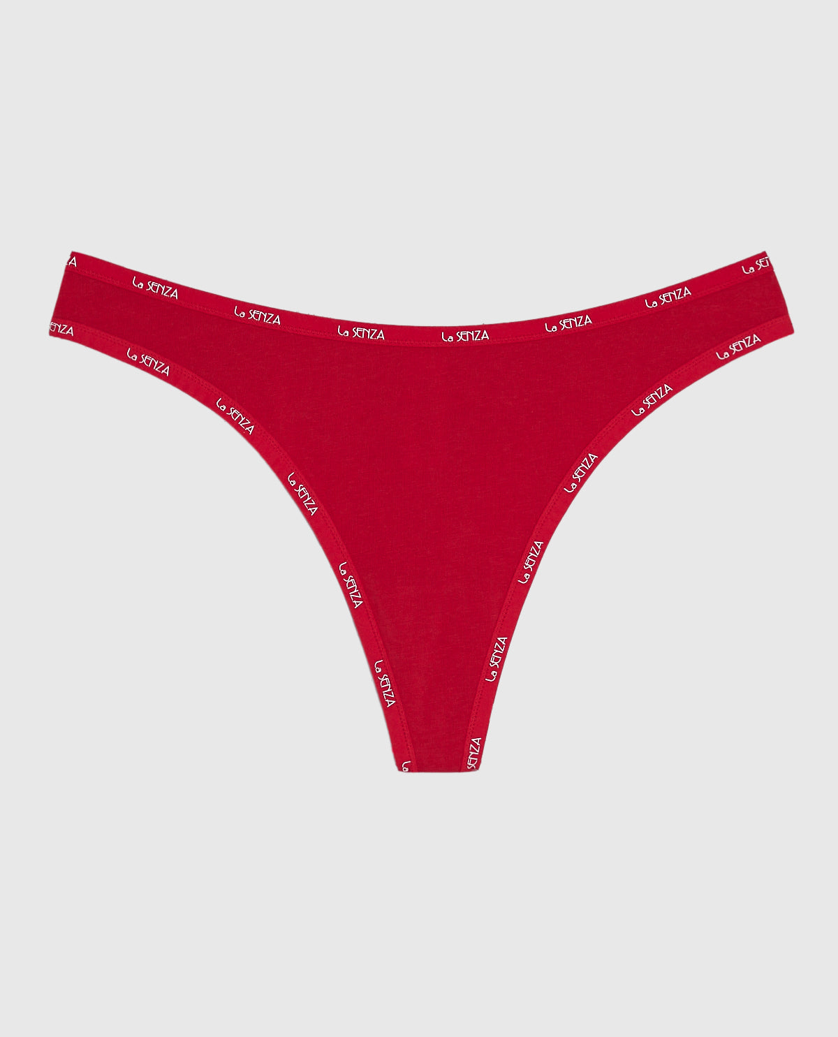 Thong Panty with Logo Trim in Cosmo Red