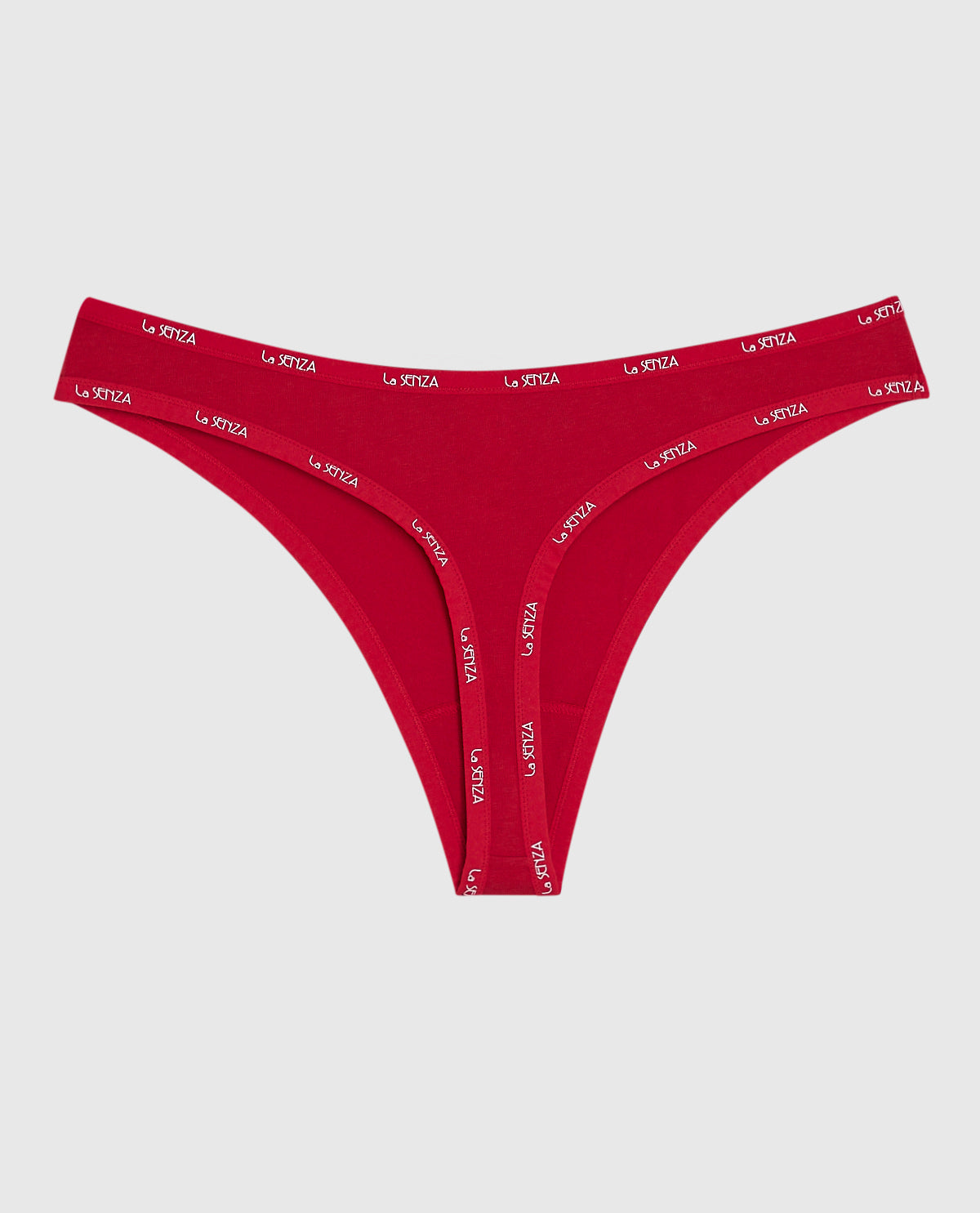 Thong Panty with Logo Trim in Cosmo Red