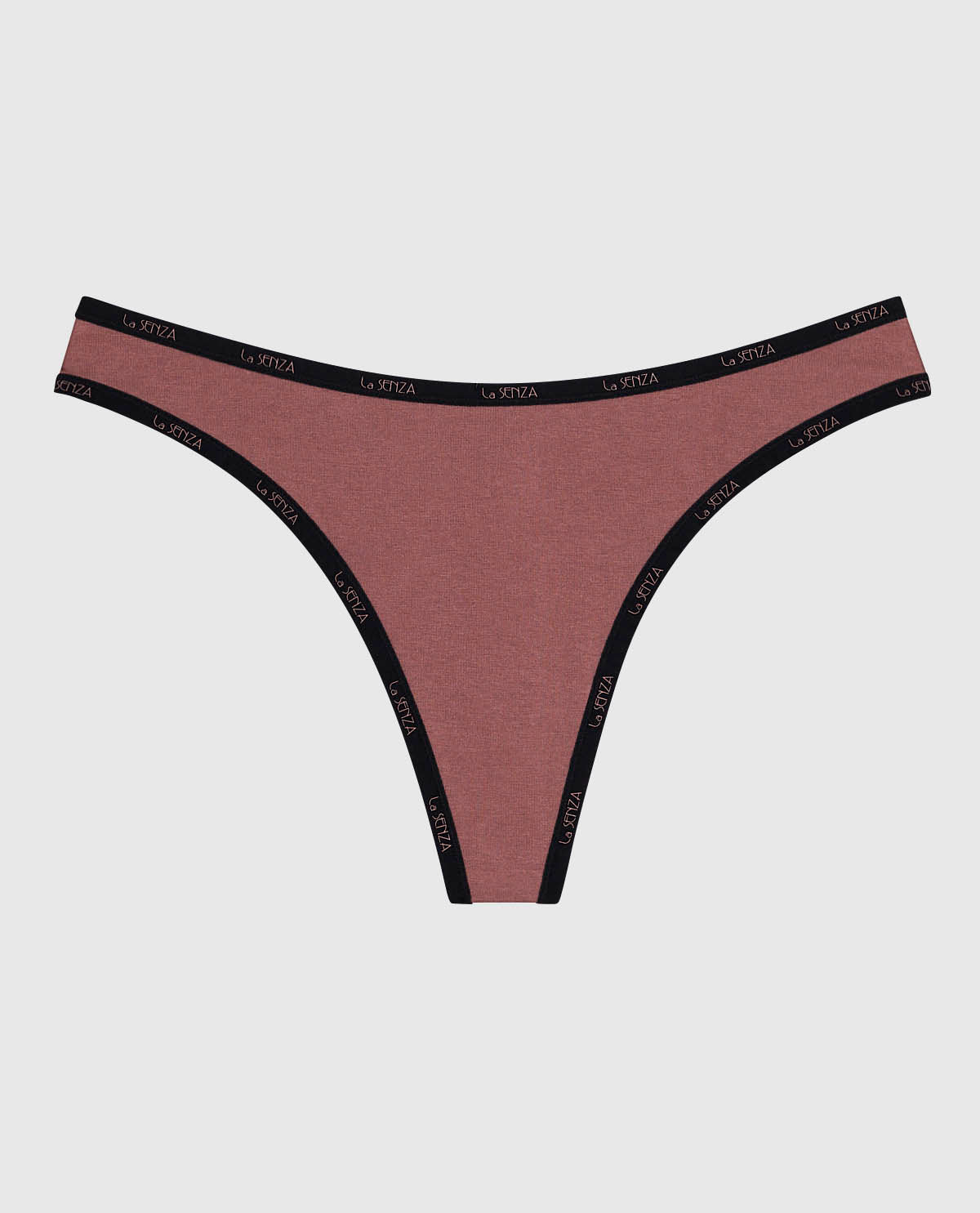 Thong Panty with Logo Trim in Dusty Cedar
