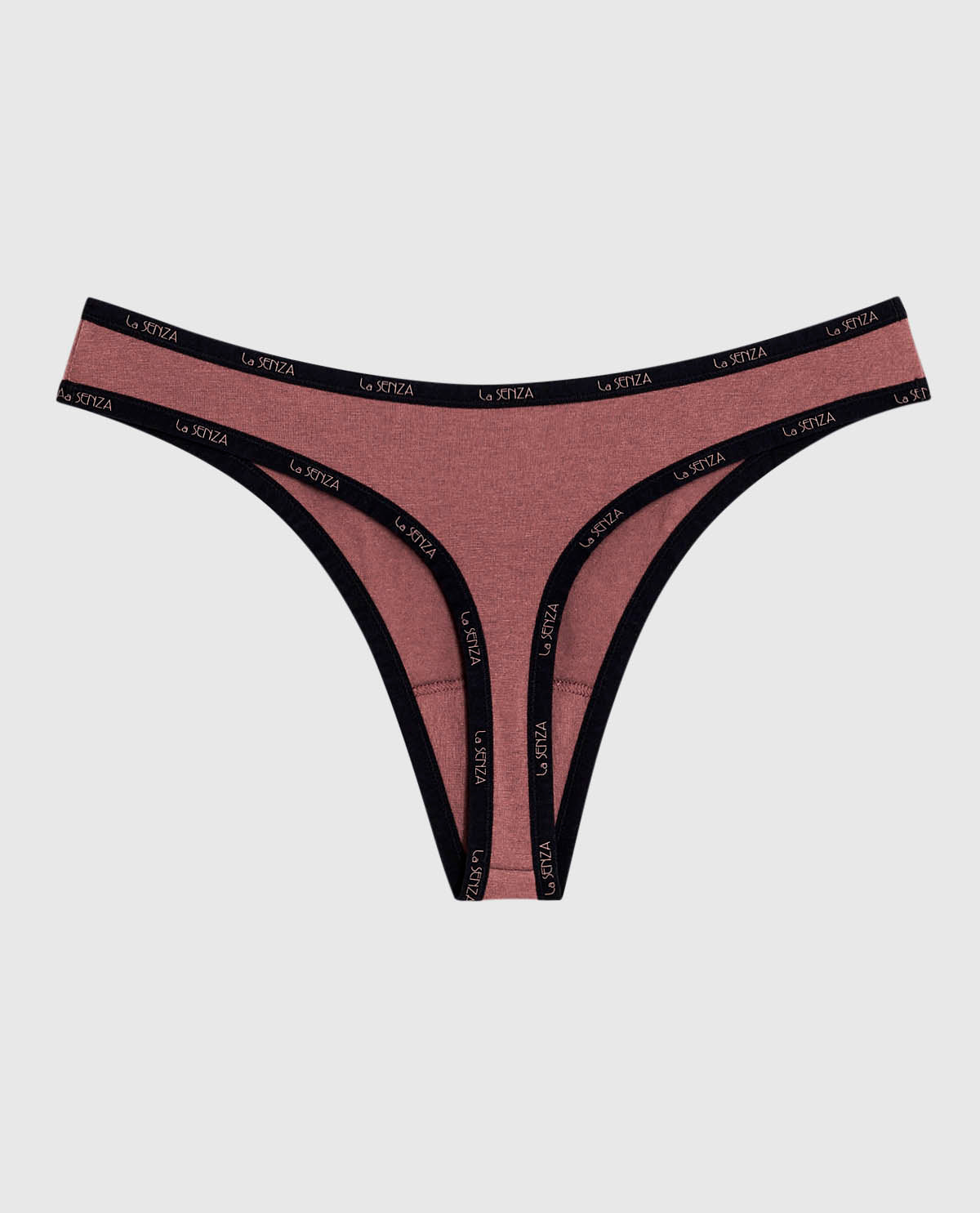 Thong Panty with Logo Trim in Dusty Cedar