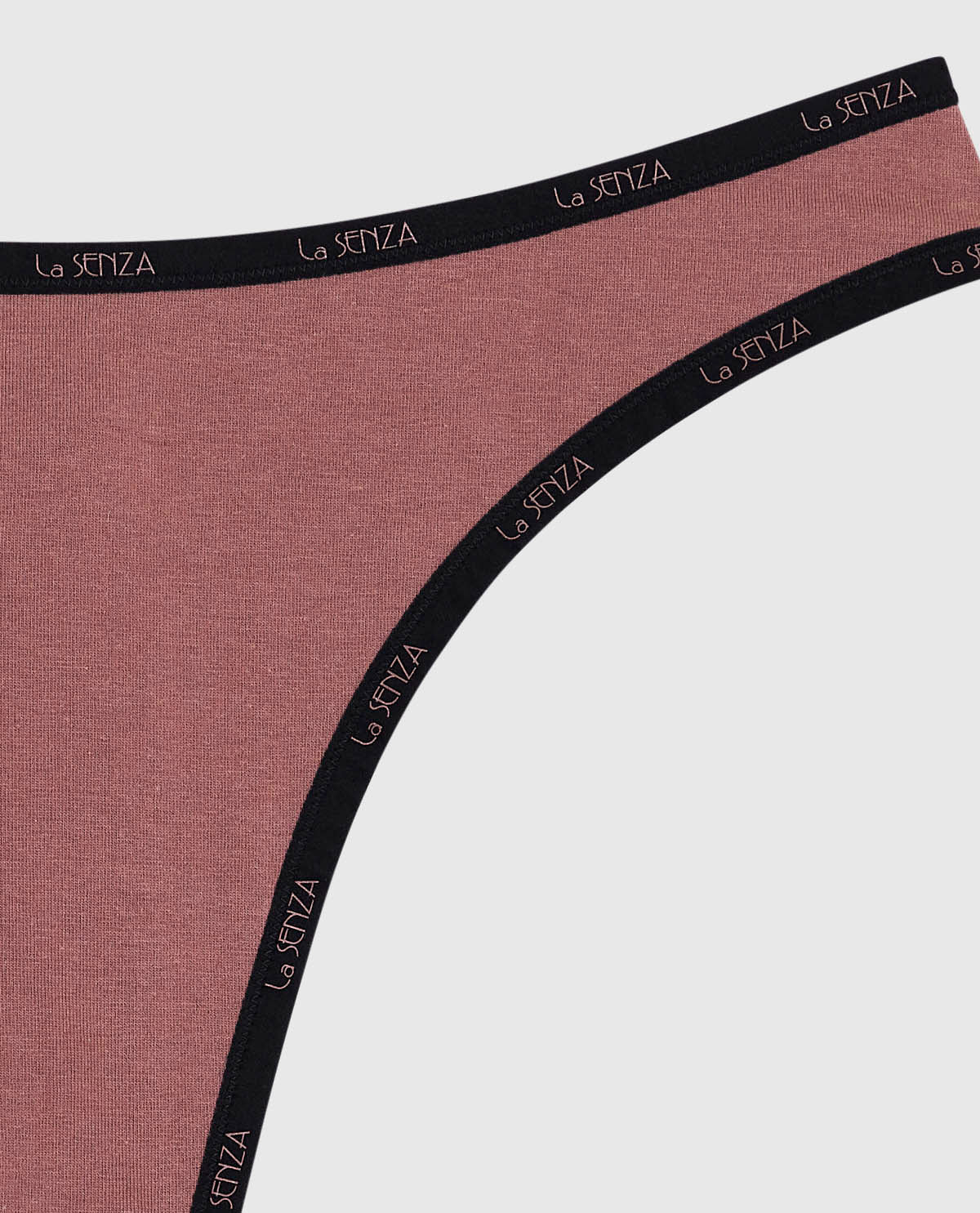Thong Panty with Logo Trim in Dusty Cedar