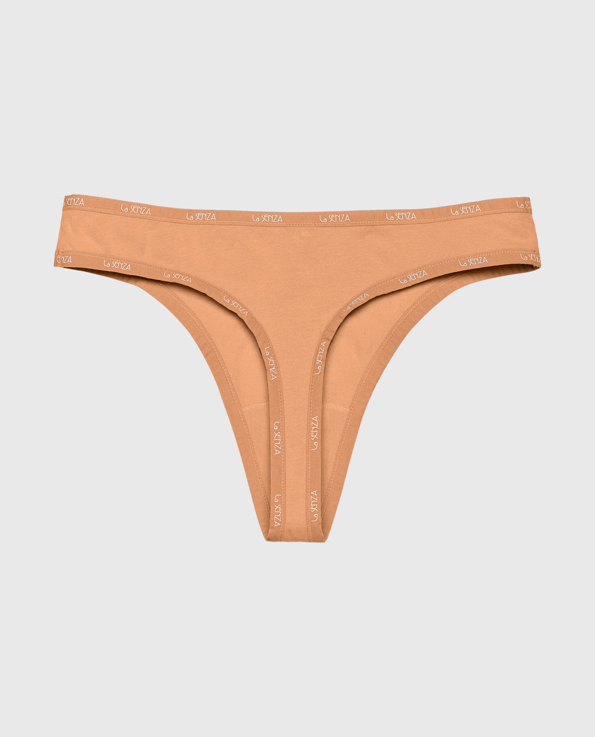 Thong Panty with Logo Trim in Cork