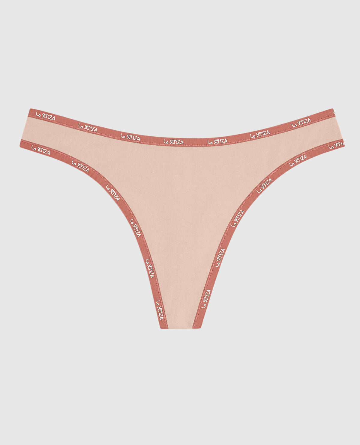 Thong Panty with Logo Trim in Peaceful Peach