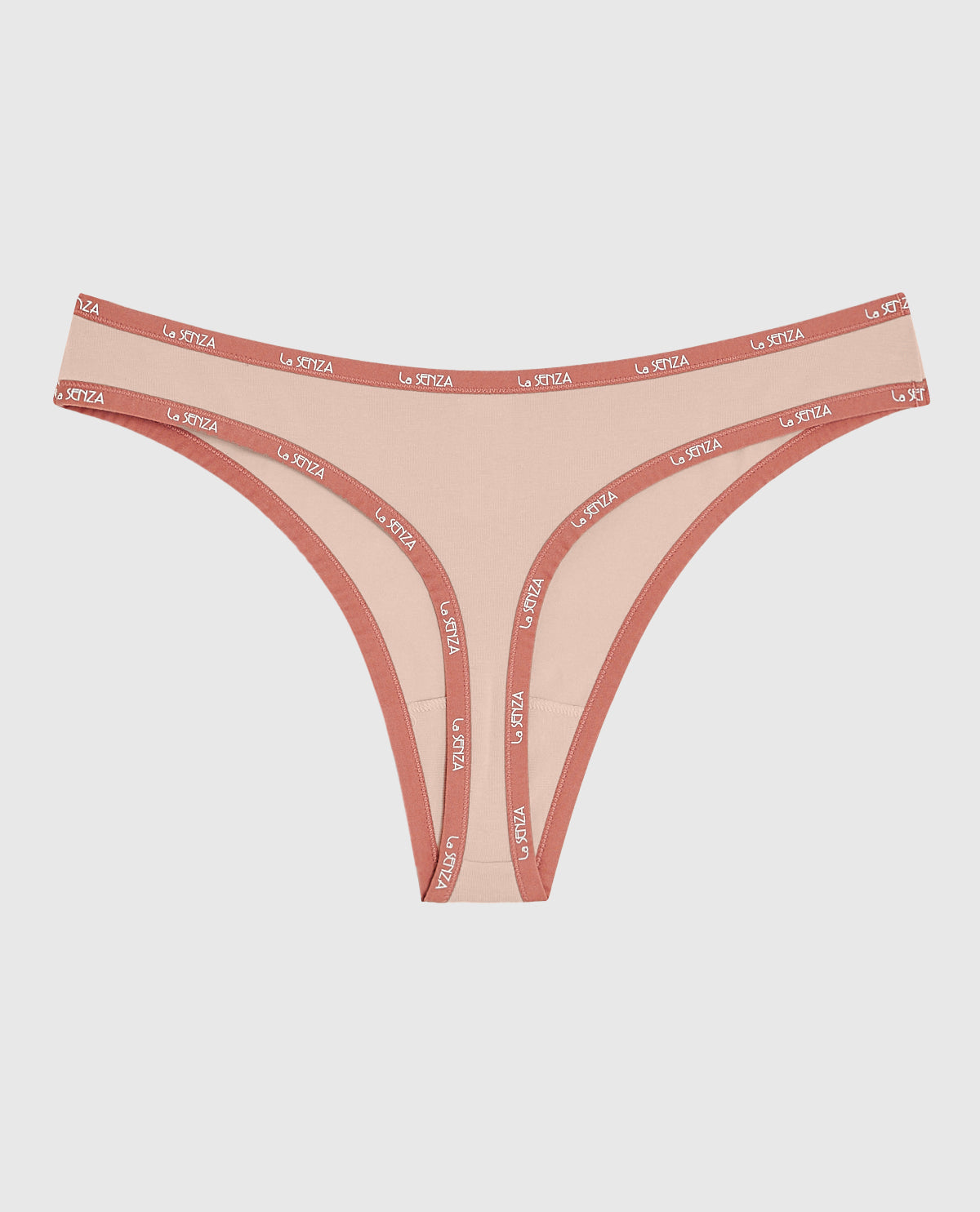Thong Panty with Logo Trim in Peaceful Peach
