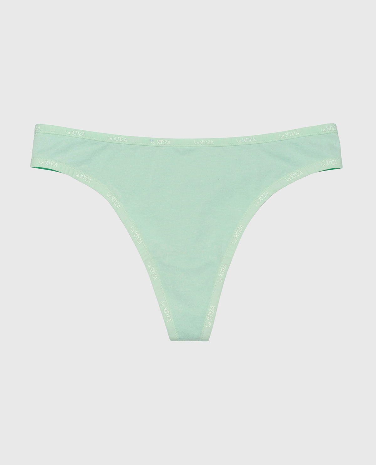 Thong Panty with Logo Trim in Mist Green