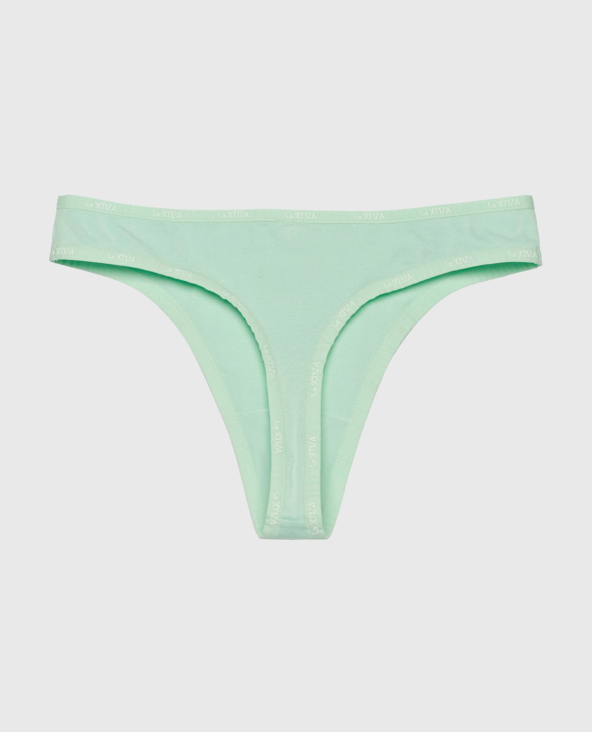 Thong Panty with Logo Trim in Mist Green