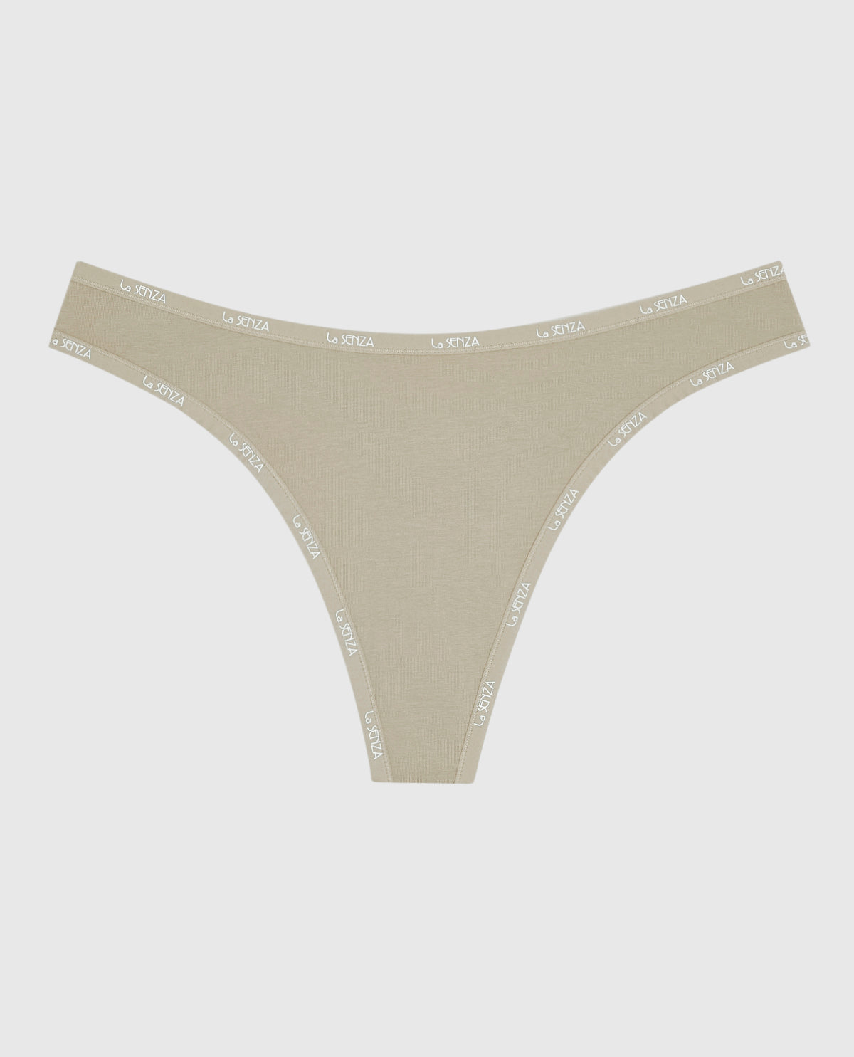 Thong Panty with Logo Trim in Stone Grey