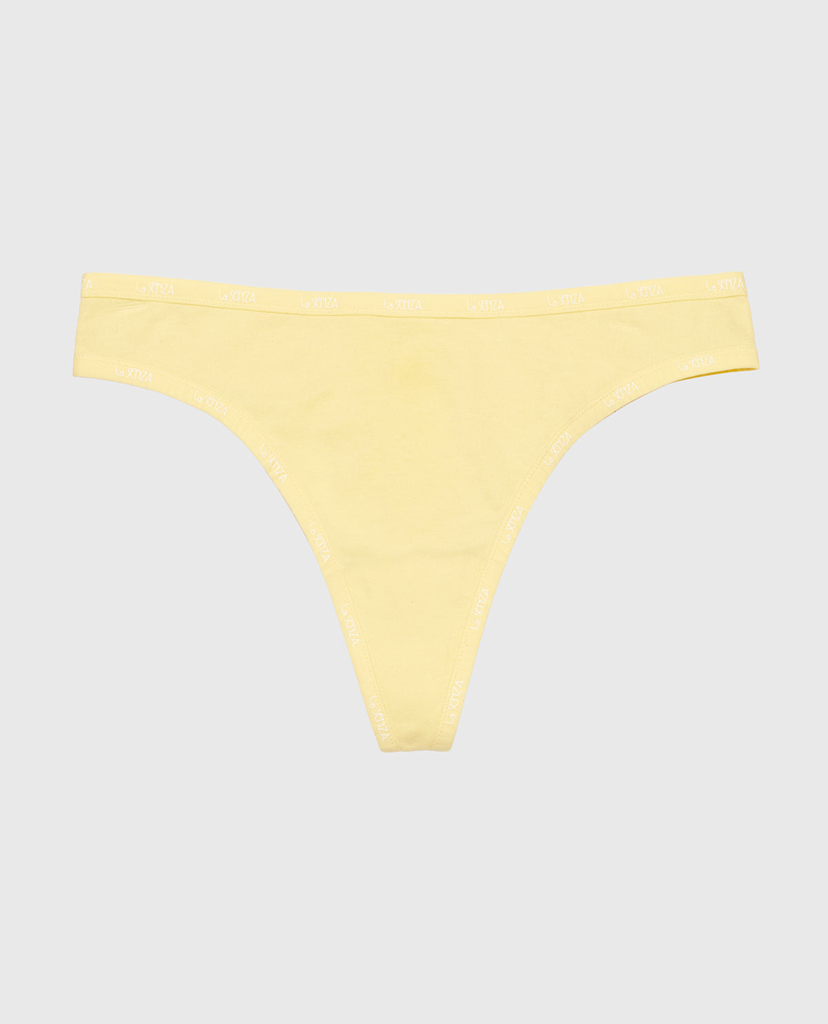 Thong Panty with Logo Trim in Mellow Yellow