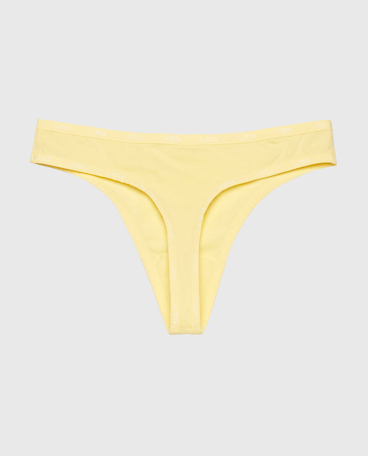 Thong Panty with Logo Trim in Mellow Yellow
