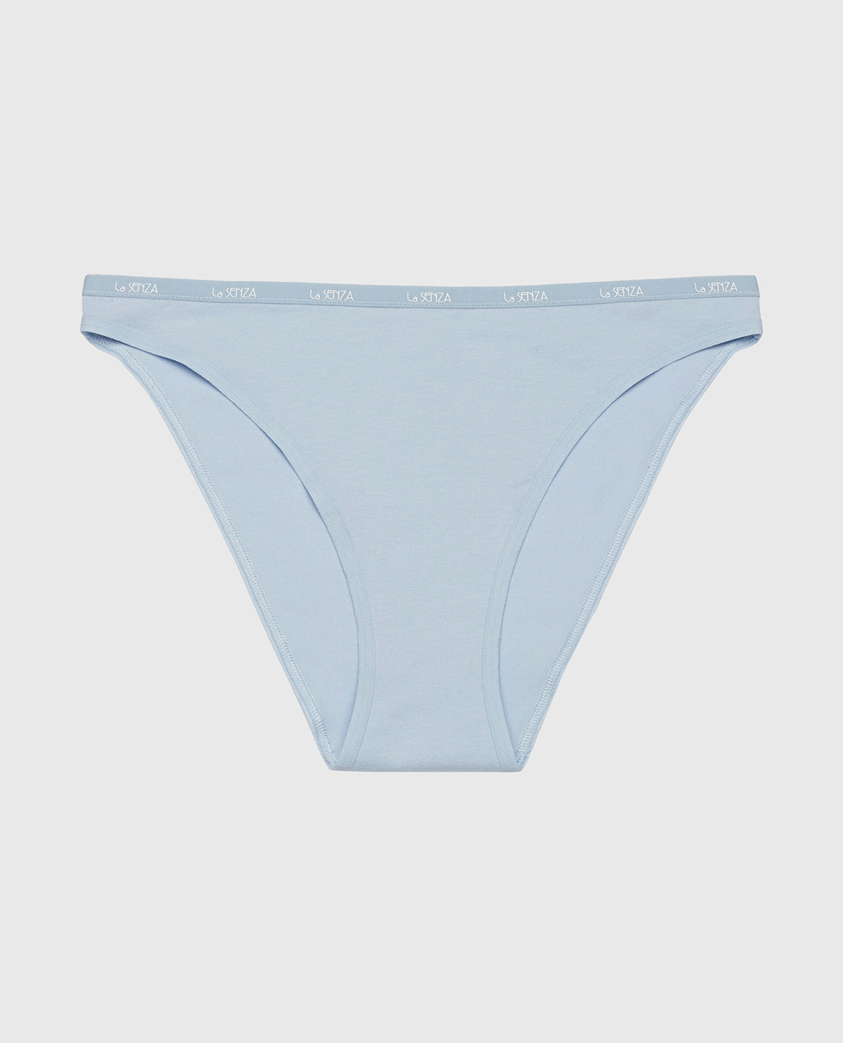 Bikini Panty with Logo Trim in Subdued Blue