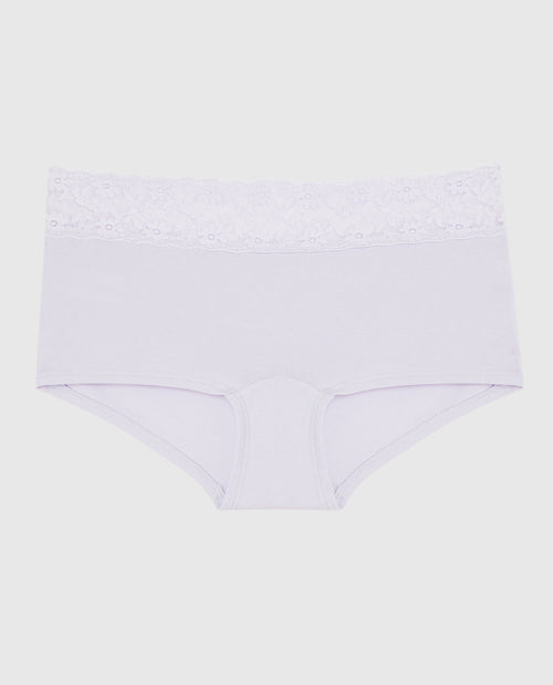 Boyshort Panty with Lace in Lavender Cake