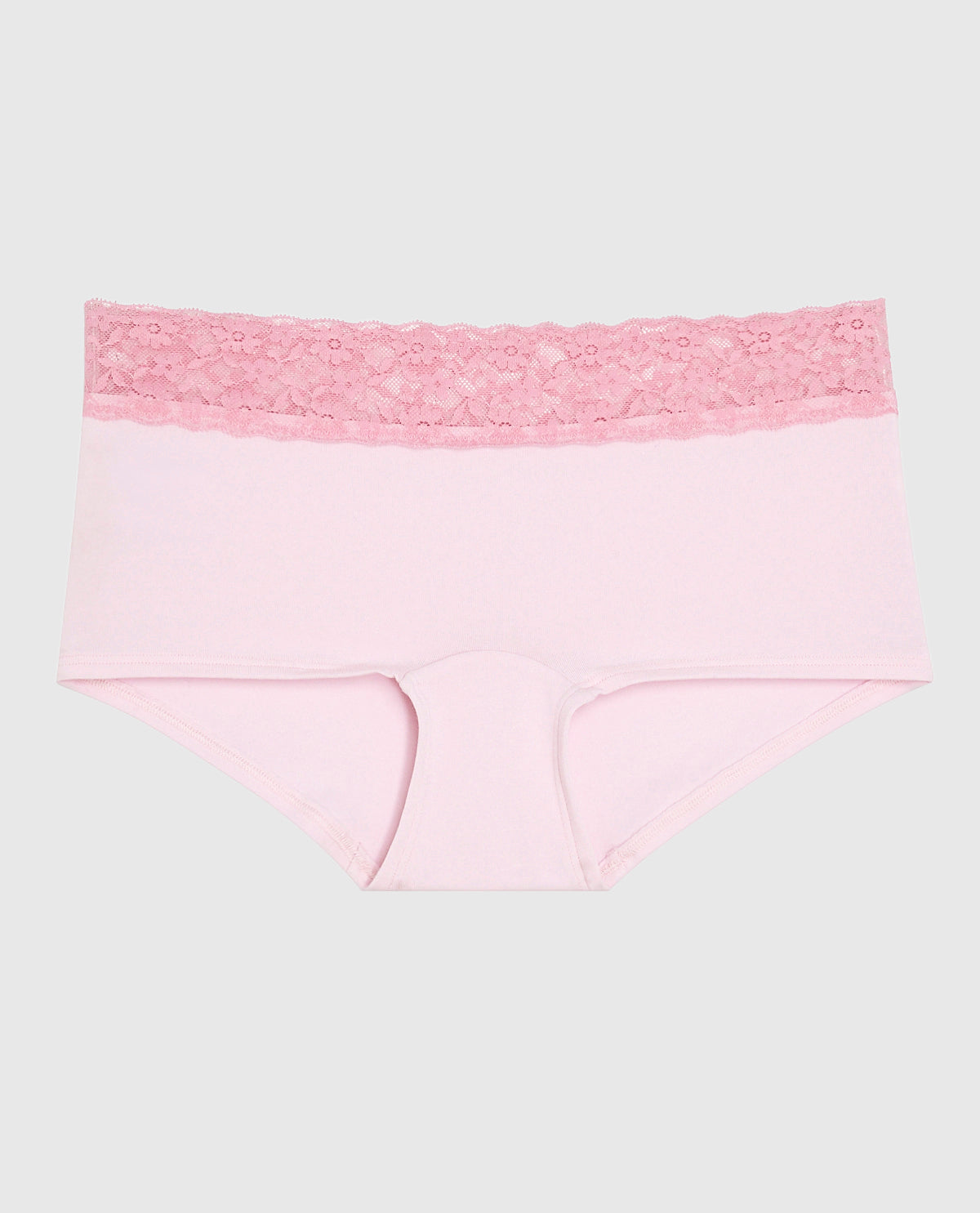 Boyshort Panty with Lace Trim in Pink