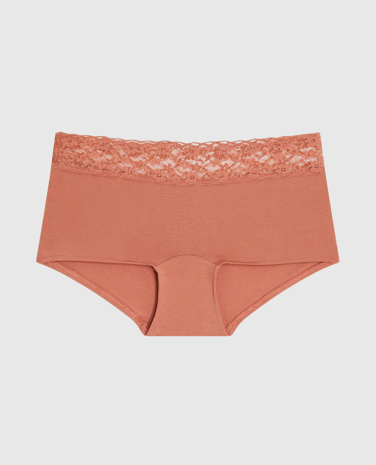 Boyshort Panty with Lace Trim in Rosy Blush