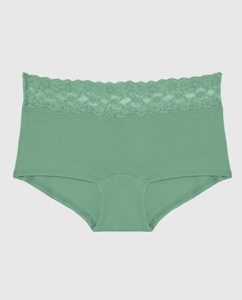 Boyshort Panty with Lace Trim in Wintermint