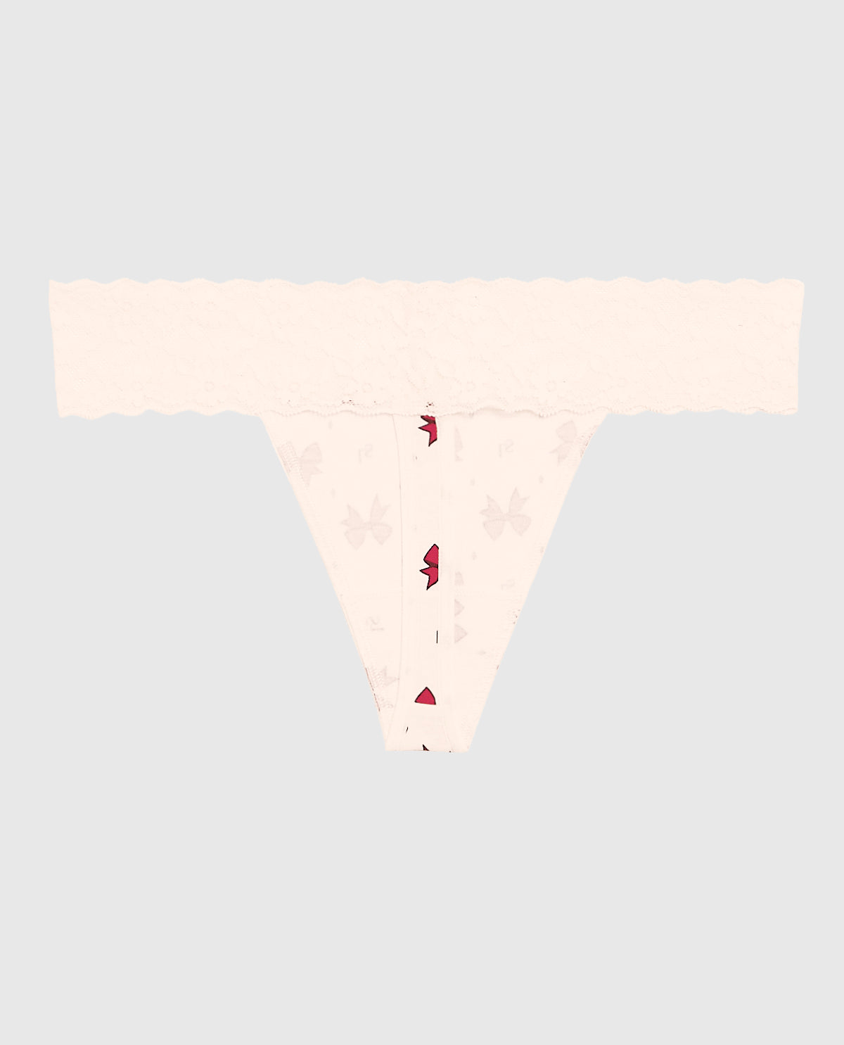 Thong Panty with Lace Trim in Bow to the Queen