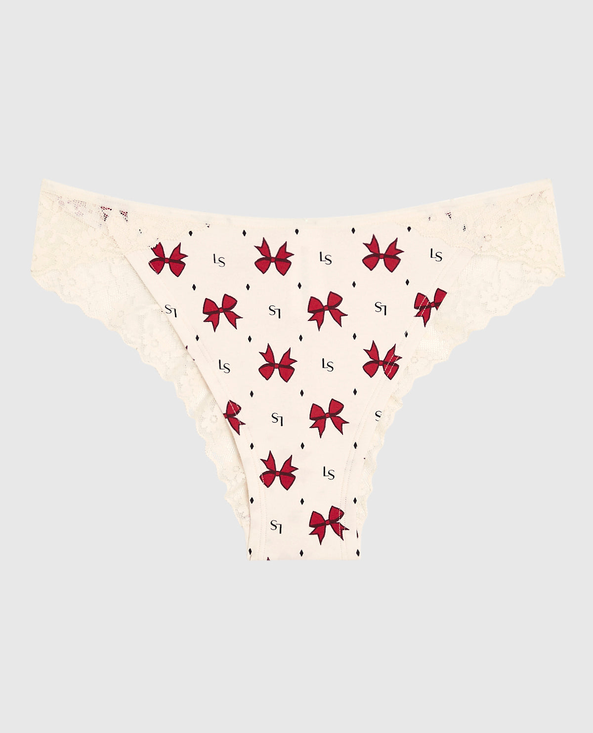 Cheeky Panty with Lace Trim in Bow to the Queen
