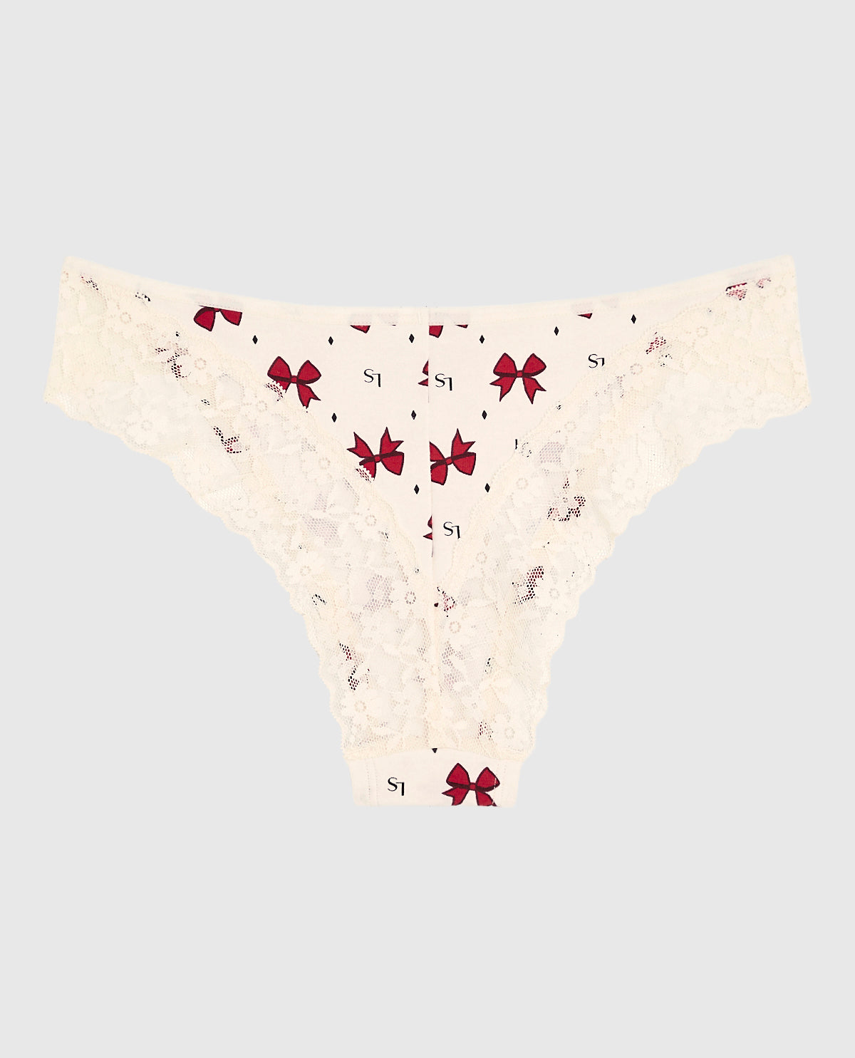Cheeky Panty with Lace Trim in Bow to the Queen