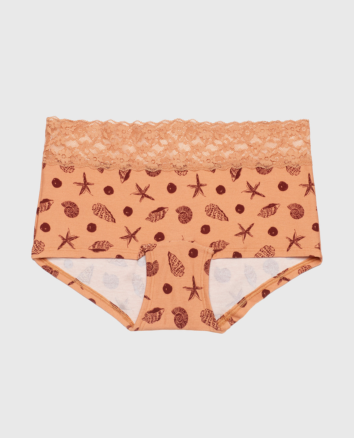 Boyshort Panty with Lace Trim in She Sells Sea Shells