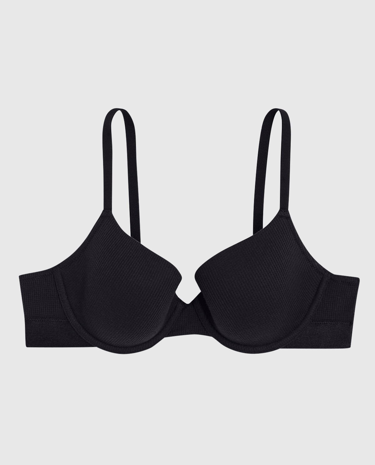 Waffle Lightly Lined Demi Bra in Black
