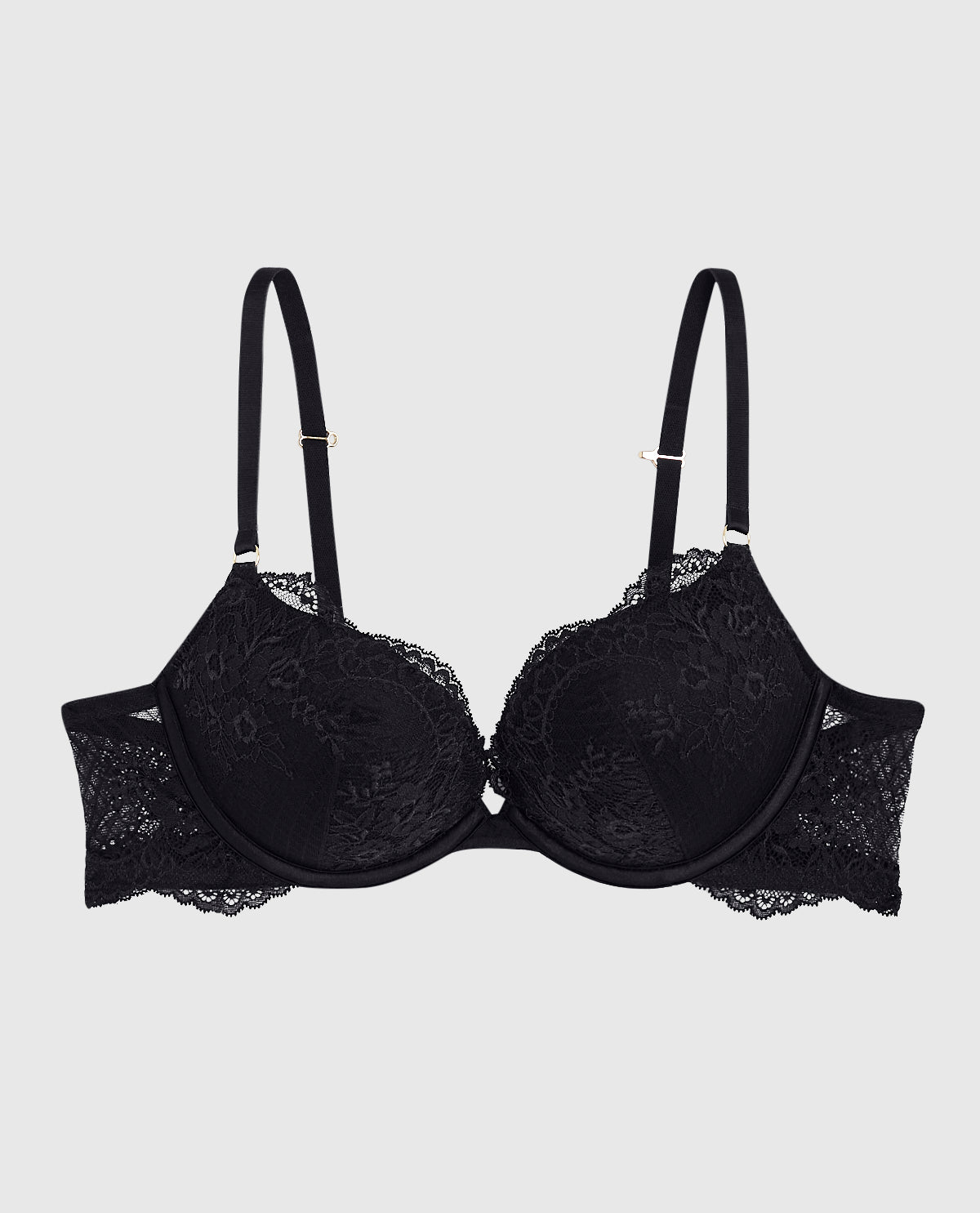 Allover Lace Push Up Bra in Black