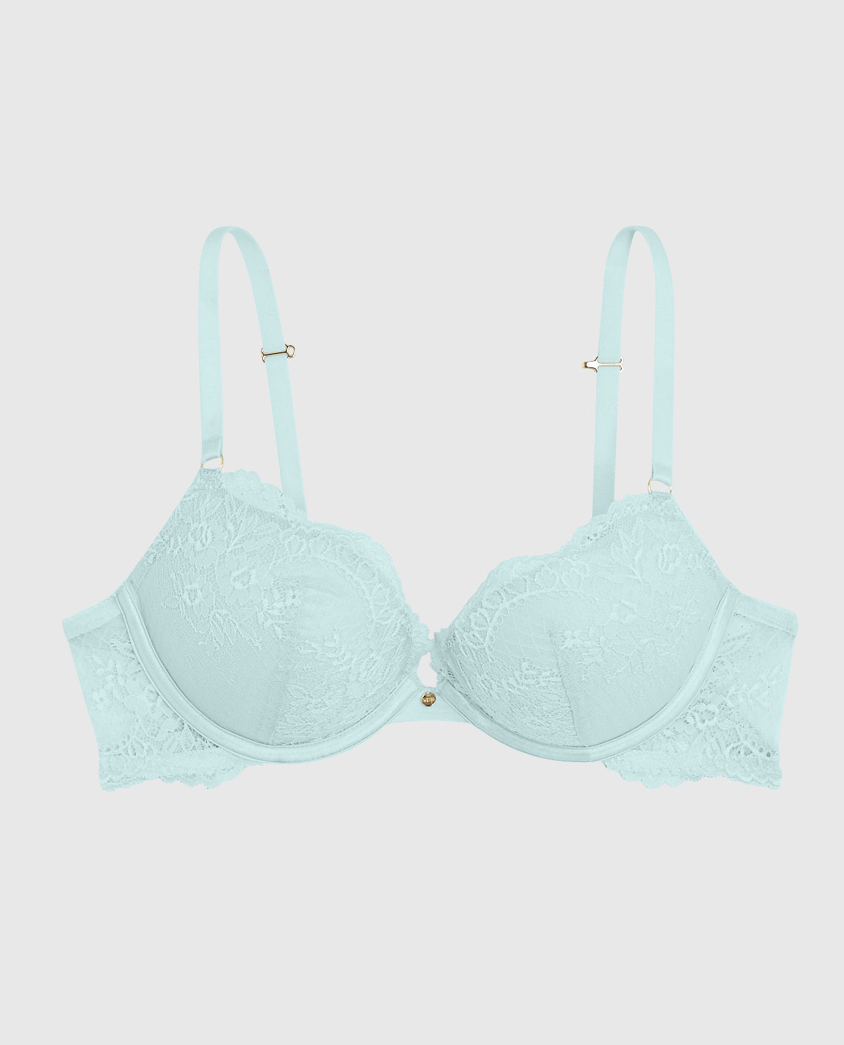 Allover Lace Push Up Bra in Vista Blue