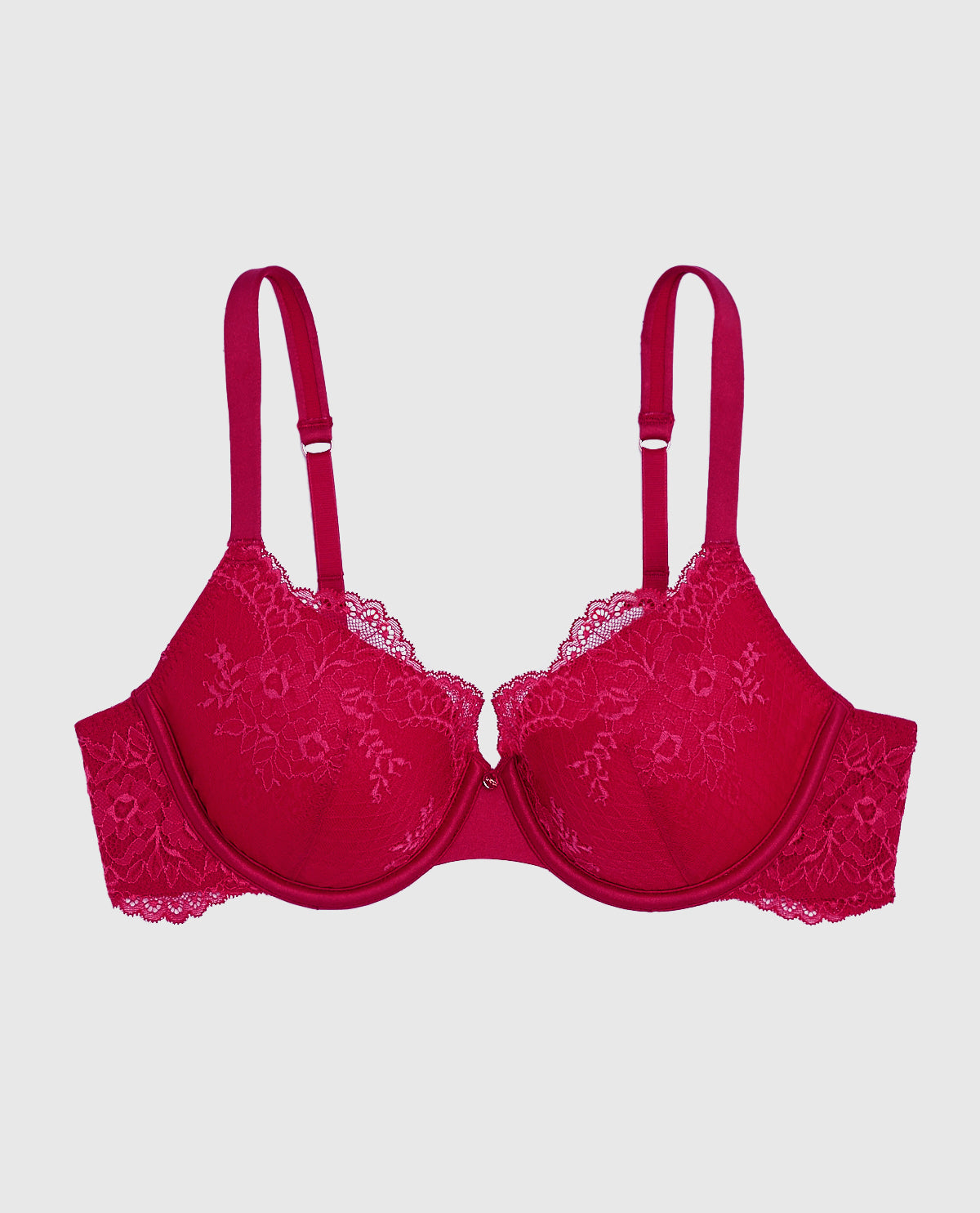 Allover Lace Lightly Lined Full Coverage Bra in Cosmo Red