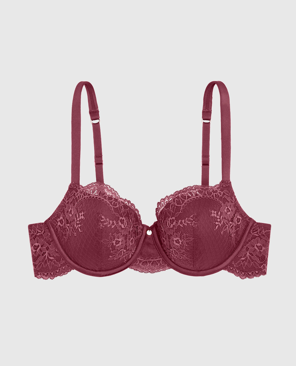 Allover Lace Lightly Lined Balconette Bra in Opulent Red