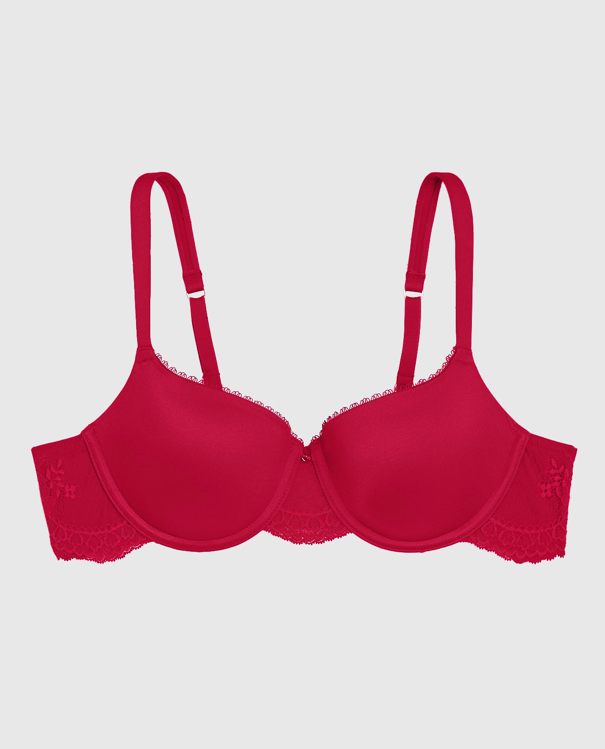 Lightly Lined Balconette Bra with Lace Wing in Cosmo Red