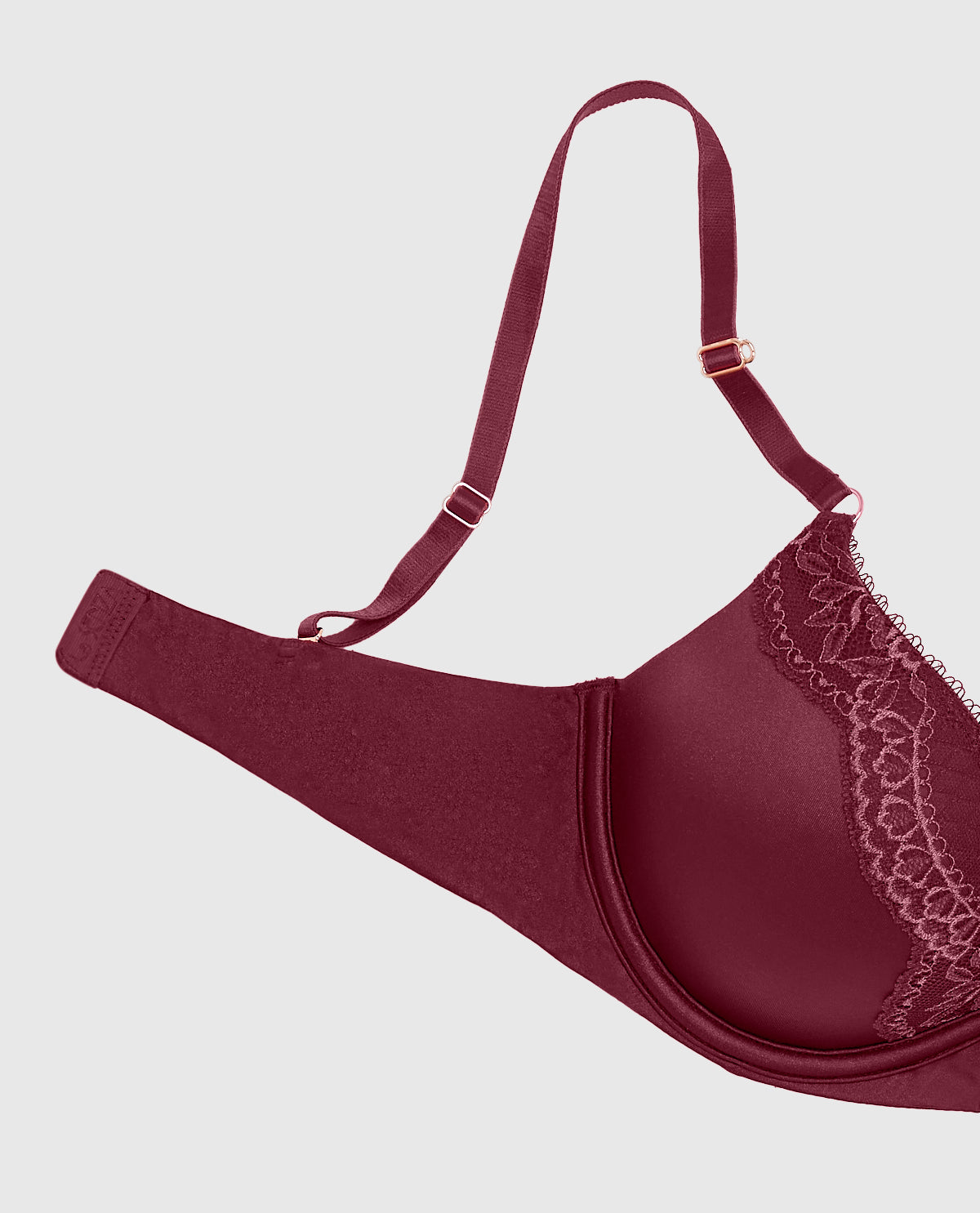 Up 2 Cup Push Up Bra with Lace Overlay in Opulent Red