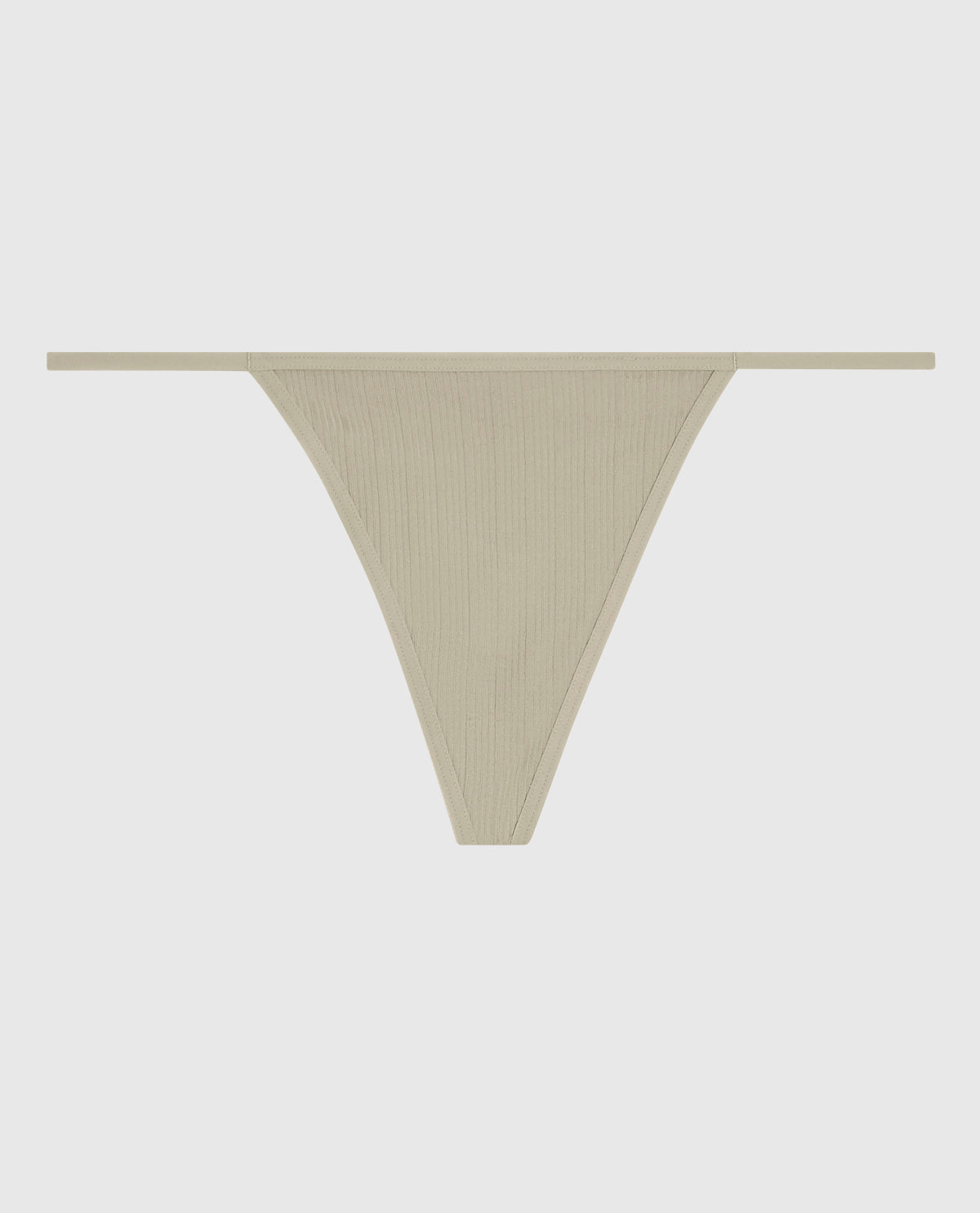 Ribbed G-String Panty in Stone Grey