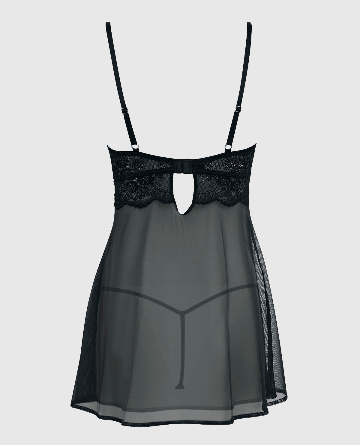 Unlined Balconette Lace Babydoll in Smoulder Black